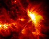 A solar flare erupts on the far right side of the sun in this image captured by NASA's Solar Dynamics Observatory. The flare peaked at 6:34 p.m. EDT on March 12. Image: NASA.
